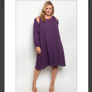 💜Plus Size Long Sleeve Purple Dress💜